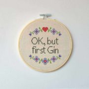 Landkinder Stickbilder ok but first gin blau