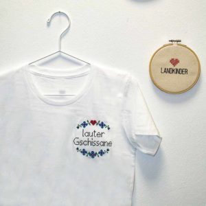 Landkinder T-Shirt bestickt Lauter Gschissane Damen weiß